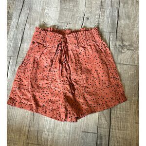 Girls H&M Paperbag Waist Shorts Size 8/10 Rust Dot Print Pockets
